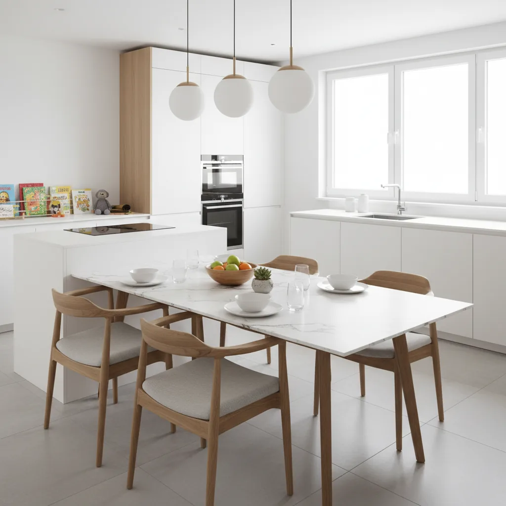 Keramische eettafel met marmerlook
